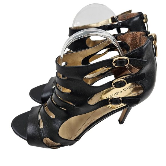 Marc Fisher Heels Womens Size 9.5M Black Stiletto Sandals Strappy Dress Shoes - Picture 3 of 8